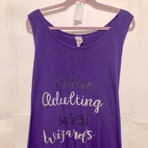 Purple “I’m done Adulting Let’s be Wizards” Tank